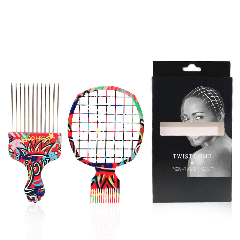 Afro Pick Comb - Conjunto Profissional de 2 Peças: Pente