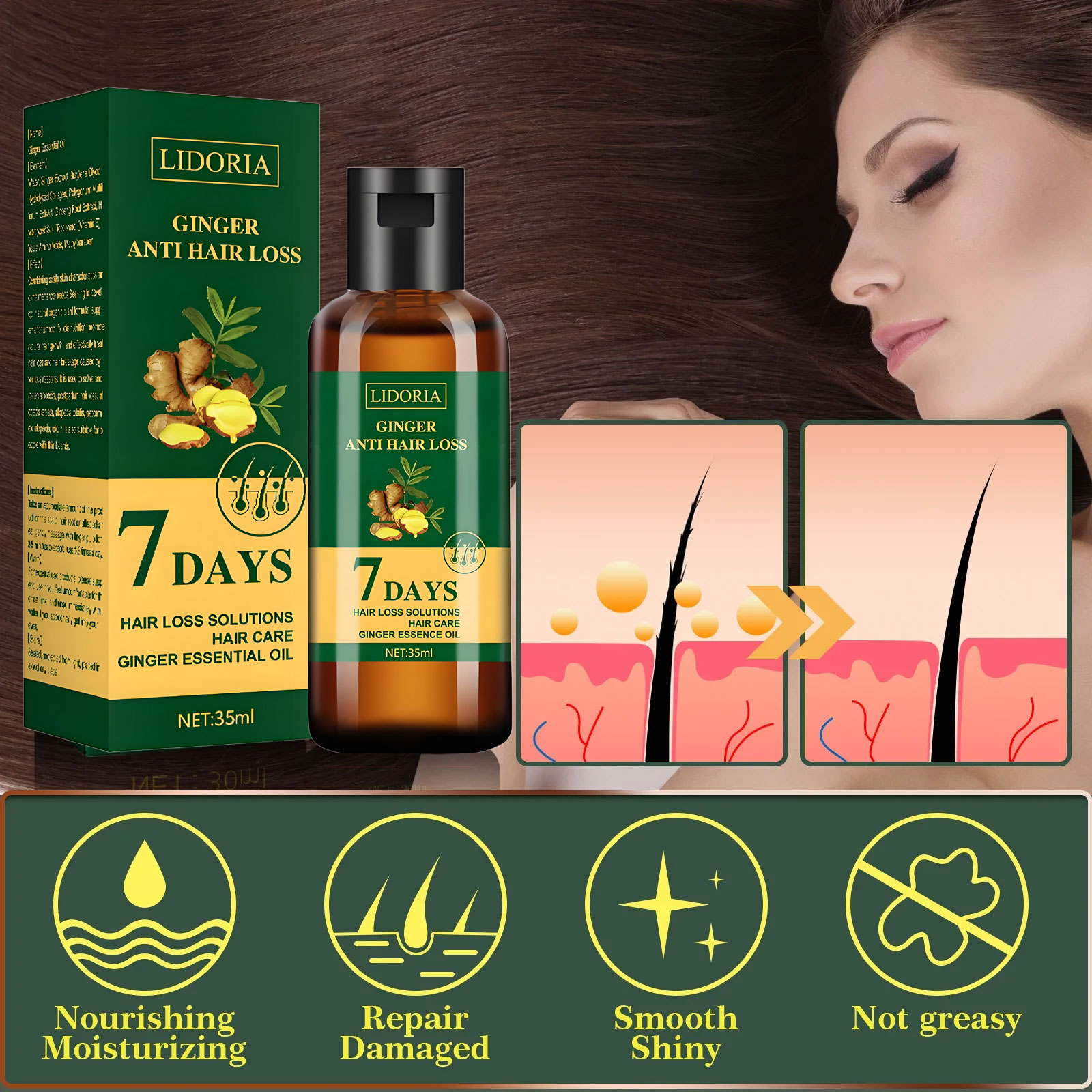 1pcs Gengibre Produtos de Cres - Hair Care Essential Oil Atomizing avaliação e preço