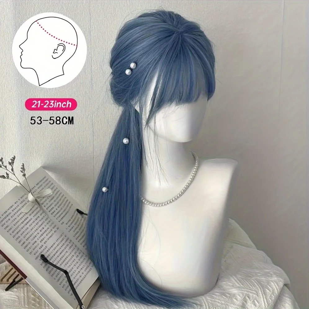Peruca Azul com Franja Longa e - Braiding Hair Kanekalon avaliação e preço