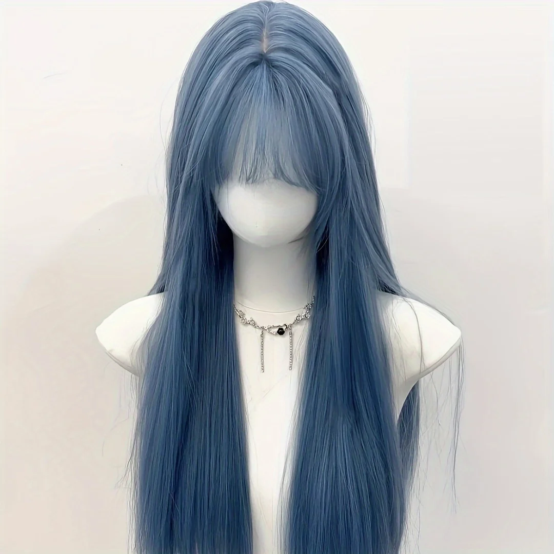 Peruca Azul com Franja Longa e - Braiding Hair Kanekalon avaliação e preço